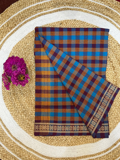 Sungudi Cotton Sari checked Indian Saree S61