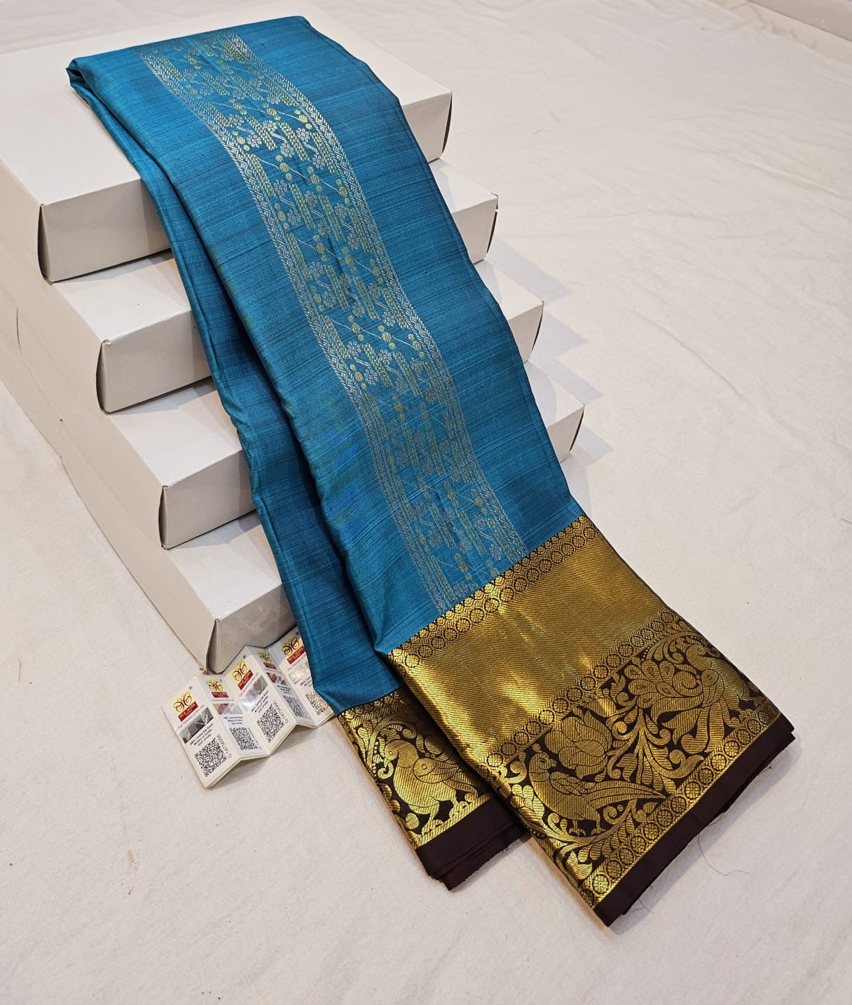 Kanchipuram Pure Silk Saree Bridal Blue Kanjivaram Sari SPK260