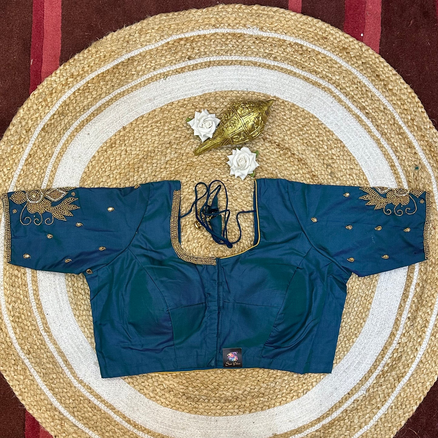 42” XL Size 12 size Aari Worked Sari Blouse Indian Saree Top Blue B233