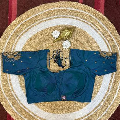 42” XL Size 12 size Aari Worked Sari Blouse Indian Saree Top Blue B233