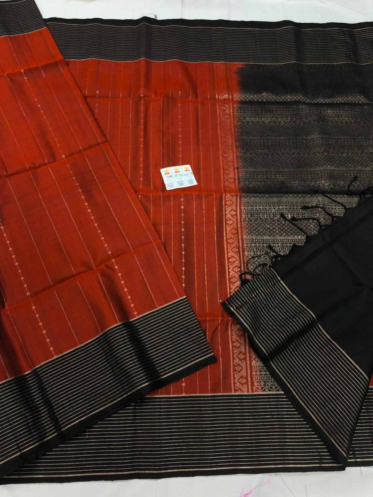 Kanchipuram Pattu Soft Silk Indian Saree Pure Silk Sari Rusty Orange SS31
