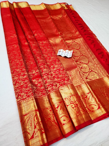 Kanchipuram Pure Silk Saree Bridal Red Kanjivaram Sari SPK262