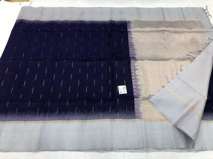 Pattu Soft Silk Indian Saree Pure Silk Sari Blue Grey SS54