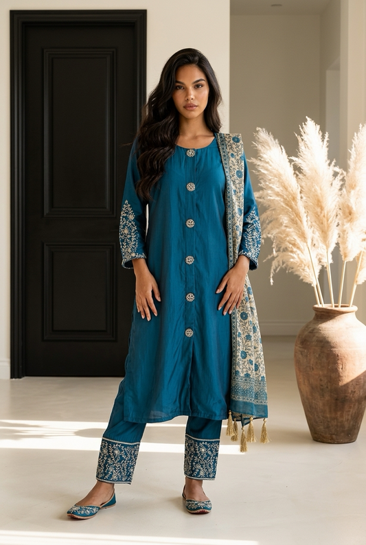 Blue Indian Pakistani Outfit Salwar Kameez Suit S60