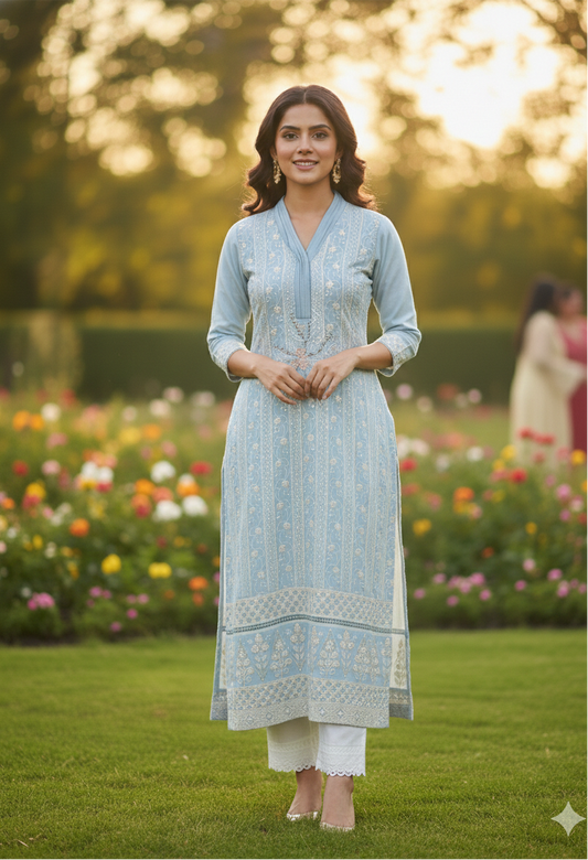 44” 2XL size 14 Indian Ladies Outfit Blue Salwar Kameez Suit SS23