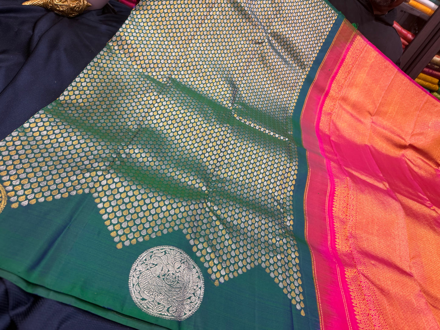 Kanchipuram Pure Silk handloom Saree Indian Kanjivaram Green Sari SPK427