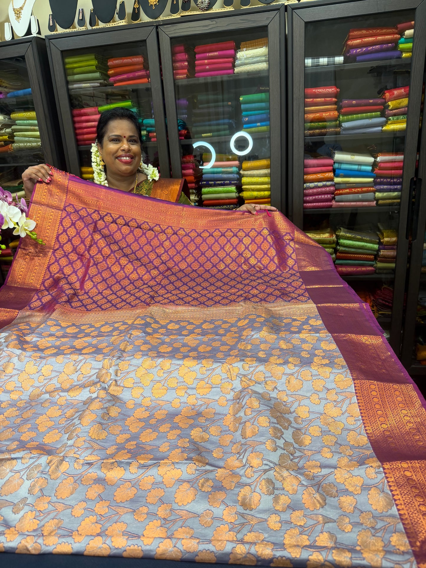 Semi Silk Saree Indian Bridal Kanjivaram / Kanchipuram Sari SEMI2