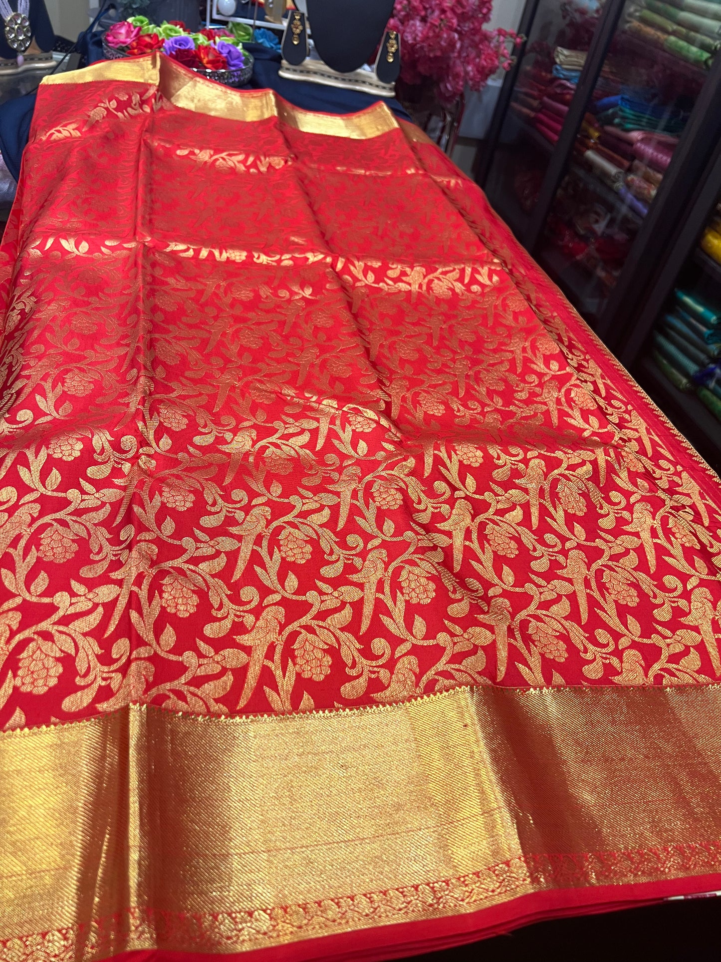 Kanchipuram Pure Silk Saree Red & Gold Kanjivaram Sari| SPK143