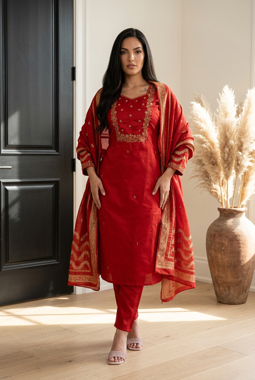 Rusty Orange Indian 3 piece Outfit Salwar Kameez Suit Z4