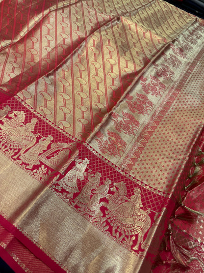 Kanchipuram Pure Silk Saree Indian Kanjivaram Bridal Sari SPK423