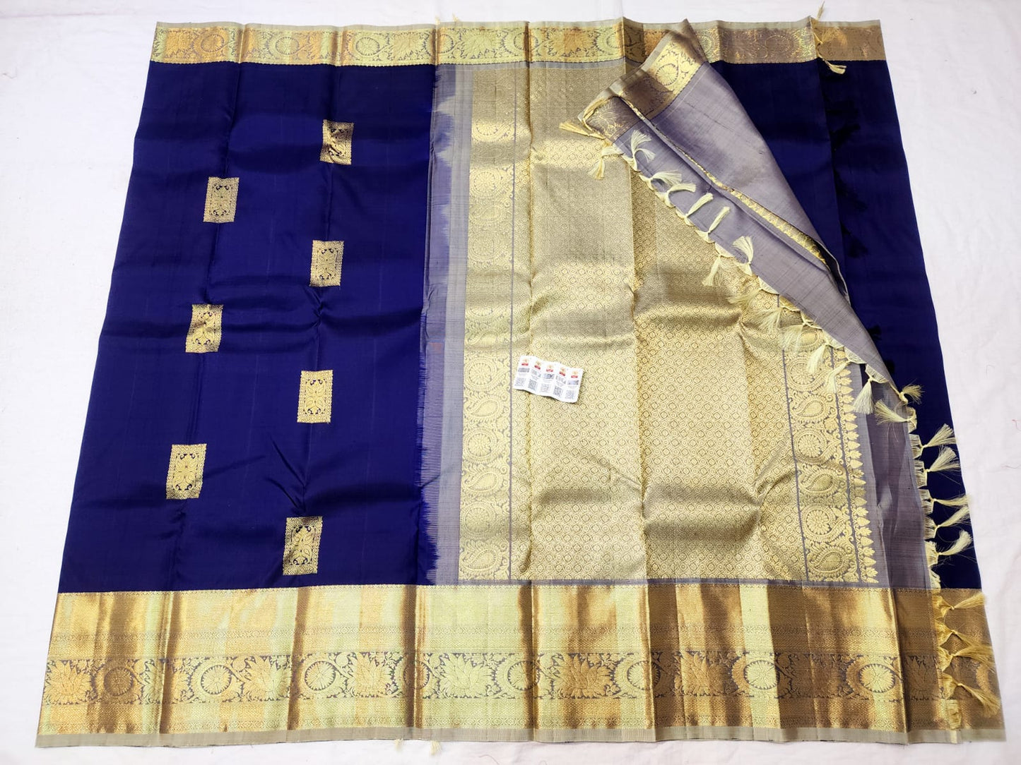 Kanchipuram Pure Silk Saree Bridal Blue Kanjivaram Sari SPK250