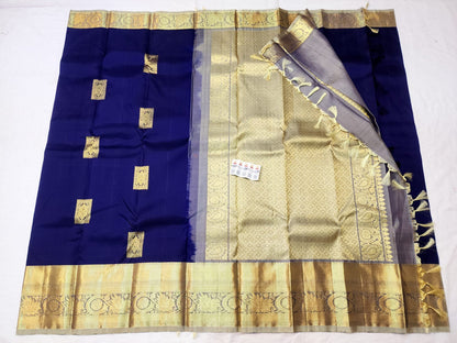 Kanchipuram Pure Silk Saree Bridal Blue Kanjivaram Sari SPK250