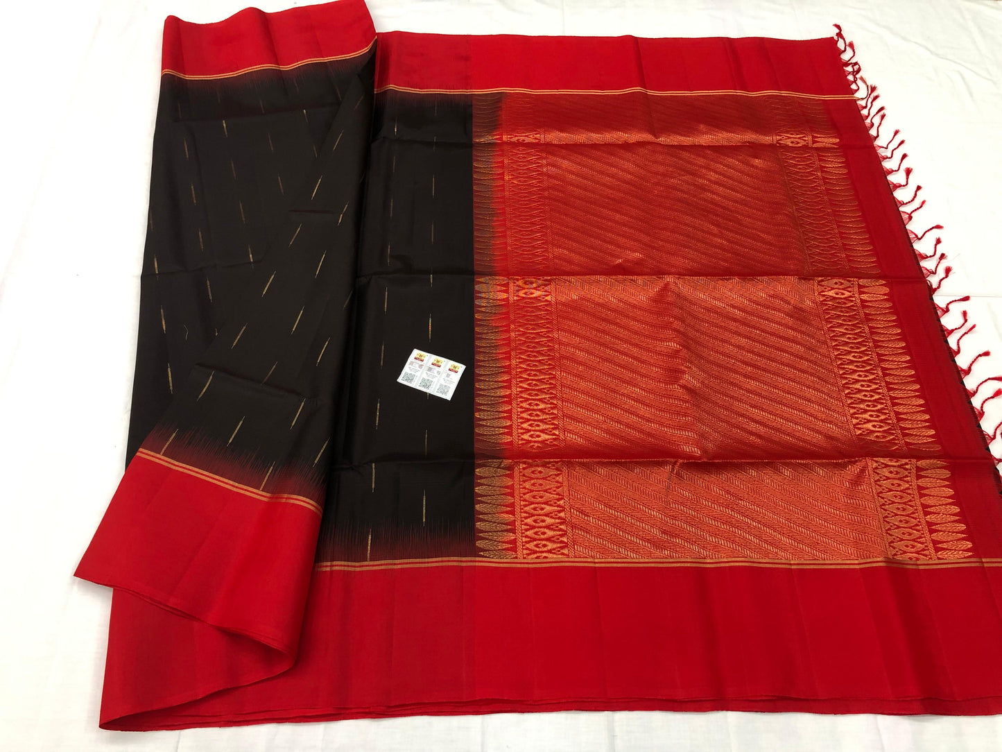 Kanchipuram Pattu Soft Silk Saree Pure Silk Sari Red Black| SS14
