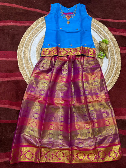 40”kids wear Lehenga Pattu Pavadai Sattai Skirt Top G36