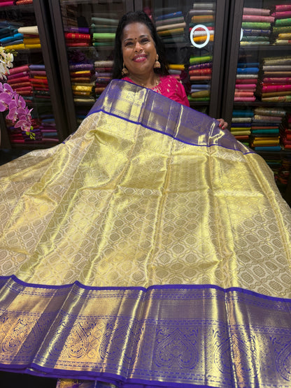 Kanchipuram Pure Silk Bridal Tissue Saree Indian Kanjivaram Sari SPK369