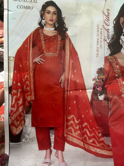 Rusty Orange Indian 3 piece Outfit Salwar Kameez Suit Z4