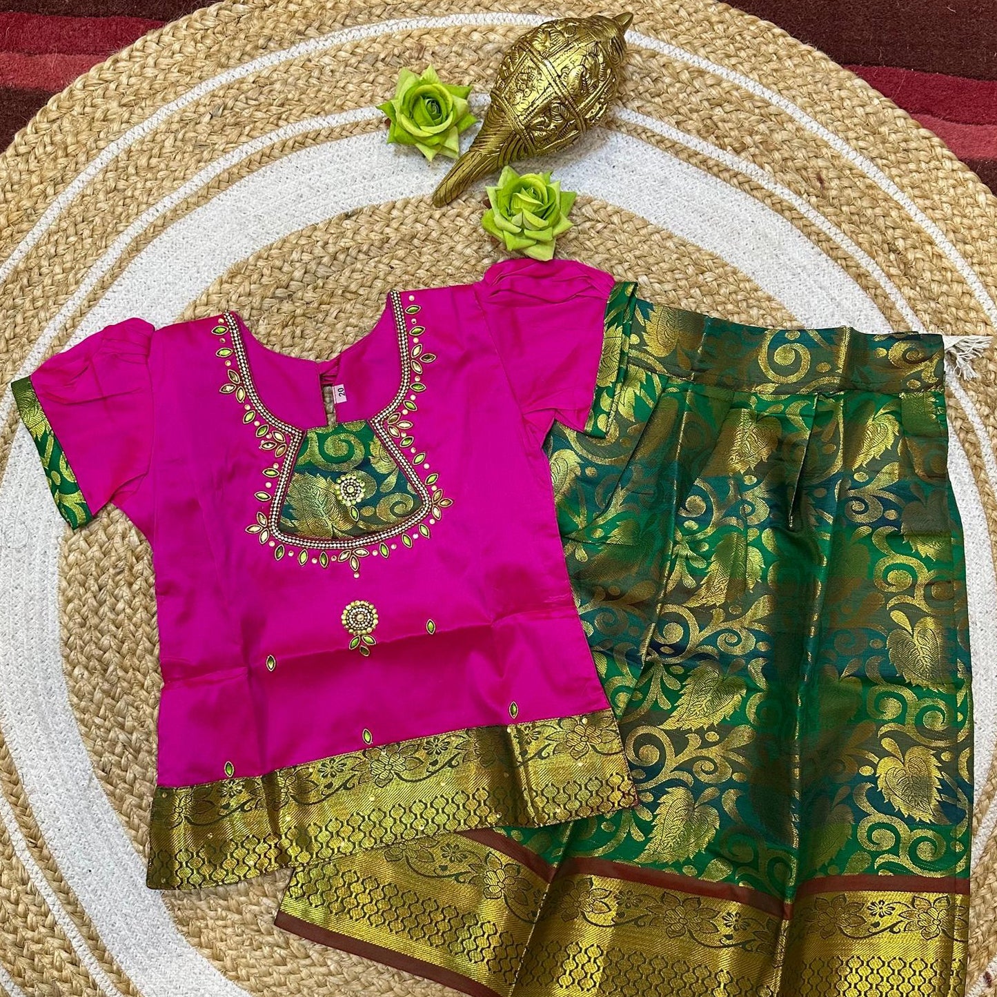 20” Size 2 Indian Lehenga Pattu Pavadai Sattai Skirt Top G3