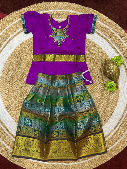 Indian Lehenga Pattu Pavadai Sattai Skirt Top G37