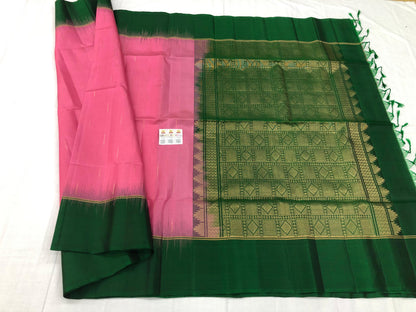 Kanchipuram Pattu Soft Silk Saree Pure Silk Bridal Sari Pink | SS8