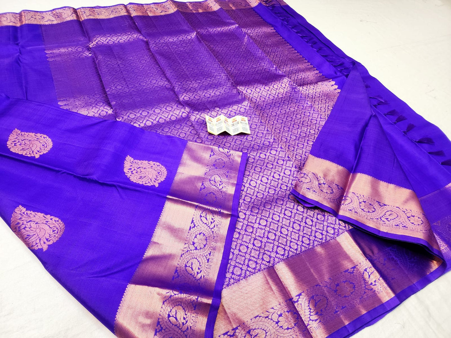 Kanchipuram Pure Silk Saree Purple & Copper Kanjivaram Sari| SPK189