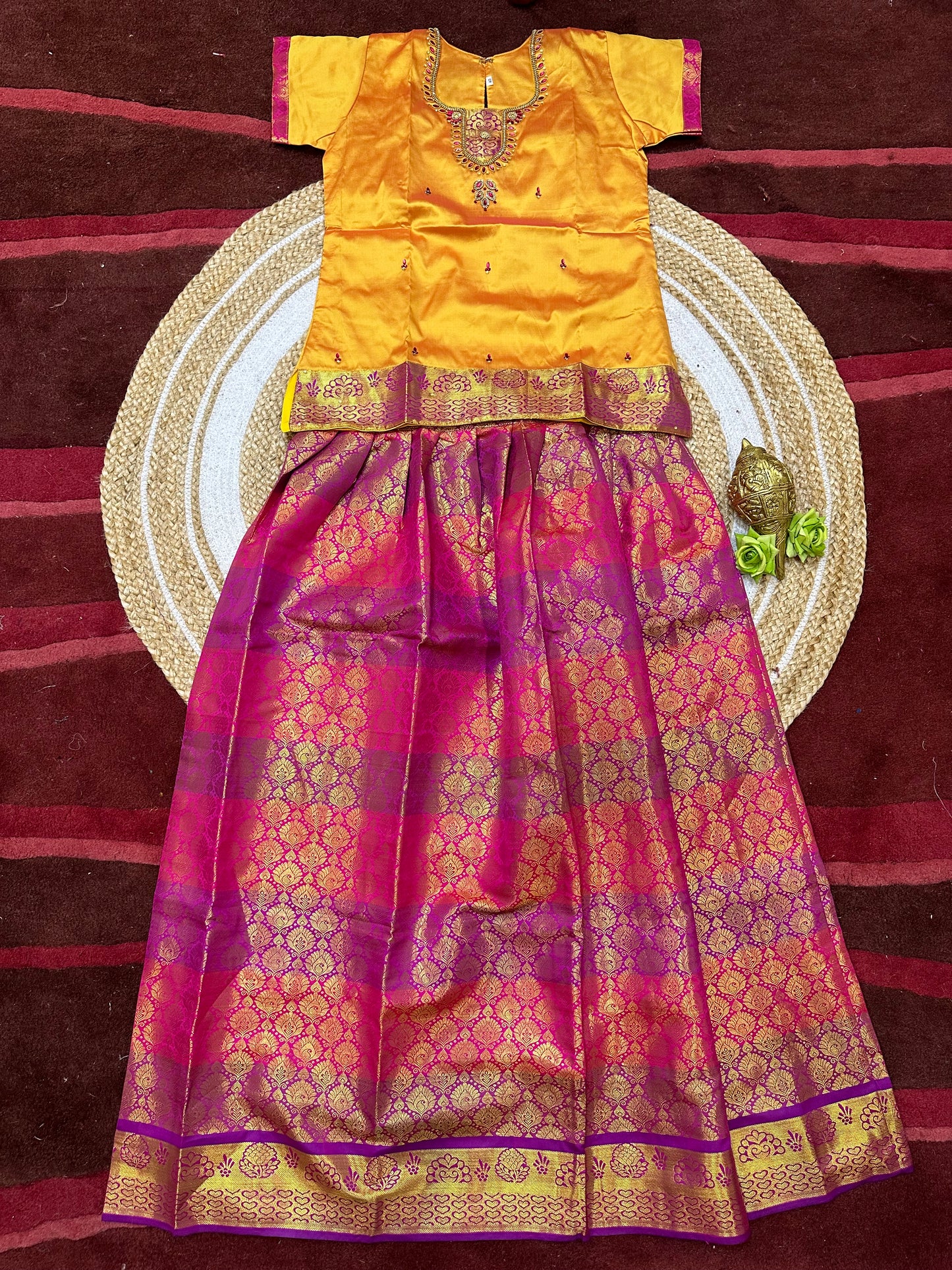 40”kids wear Lehenga Pattu Pavadai Sattai Skirt Top G46