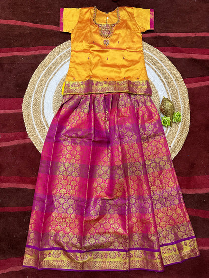 40”kids wear Lehenga Pattu Pavadai Sattai Skirt Top G46