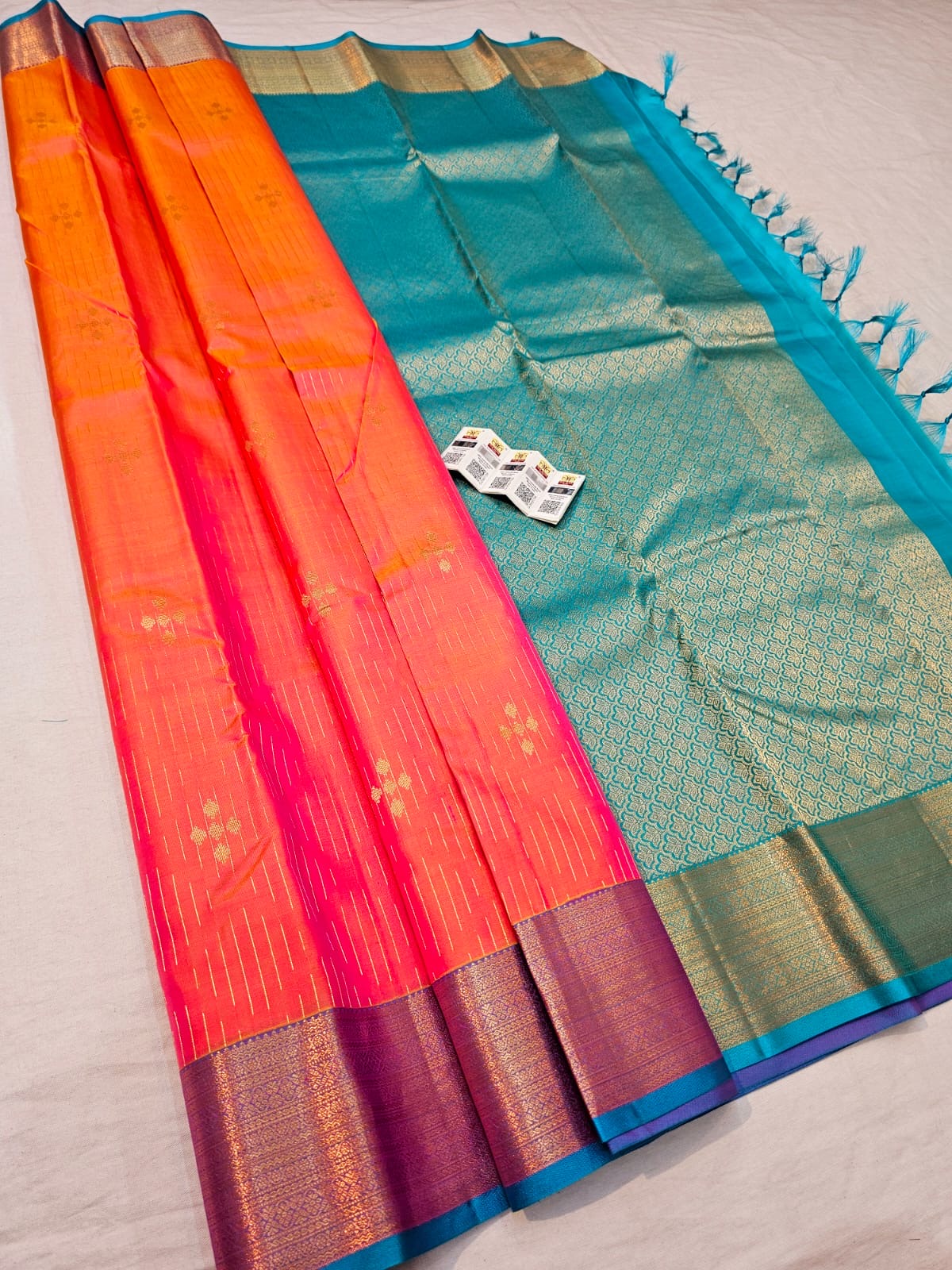 Kanchipuram Pure Silk Saree Bridal Indian Kanjivaram Sari SPK337