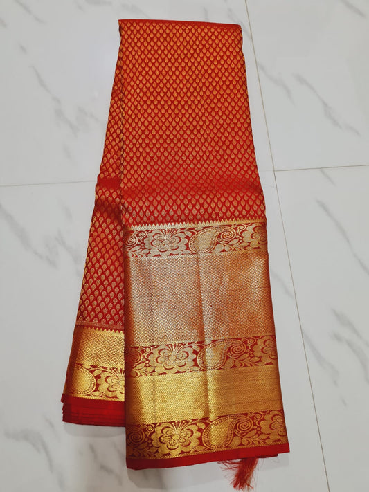 Bridal Kanchipuram Pure Silk Saree Red & Gold Kanjivaram Sari| SPK160