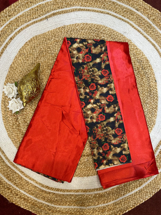 Fancy Party wear Satin Sari Indian Casual Red Saree S103