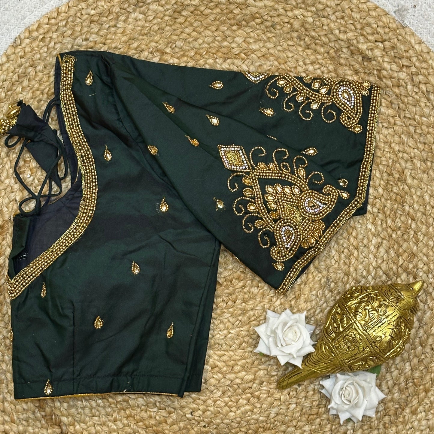 36” Small size Aari Worked Sari Blouse Indian Saree Black B210