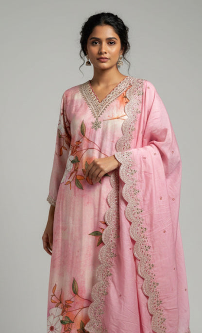 48” 4XL Indian Ladies Outfit Pink Salwar Kameez Suit SS3