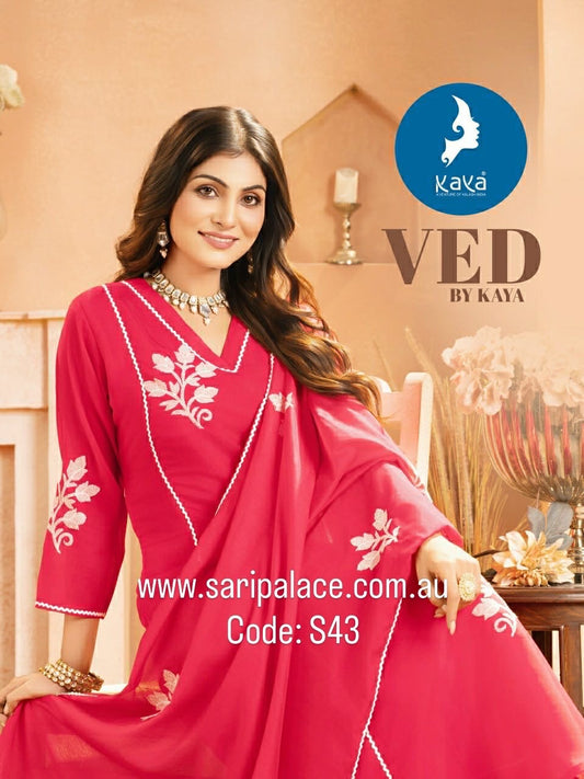 Pink Indian Pakistani Anarkali Outfit Salwar Kameez Kurti Suit EID S43