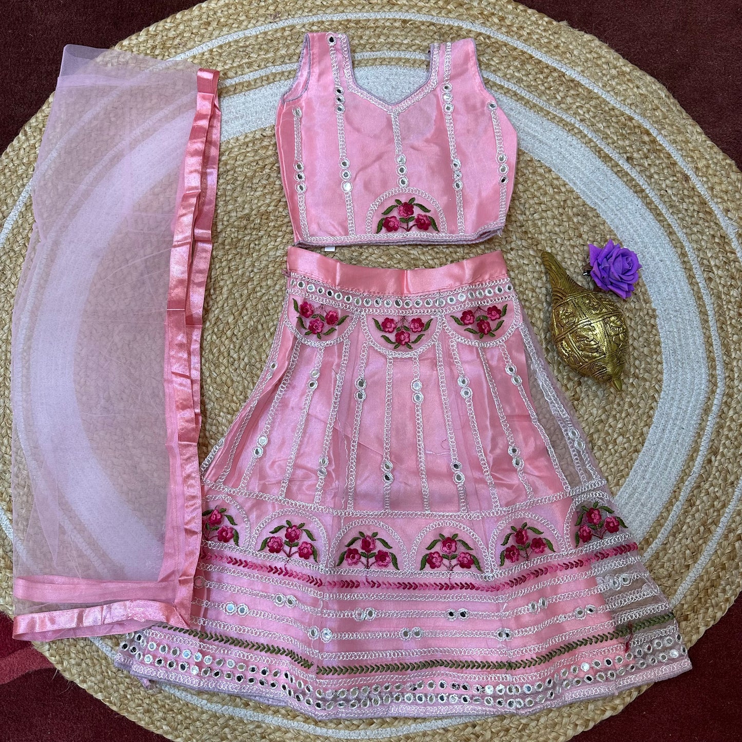 20” Size Age 2 Pink Indian Lehenga Pavadai Sattai Skirt Top G74 Col 2