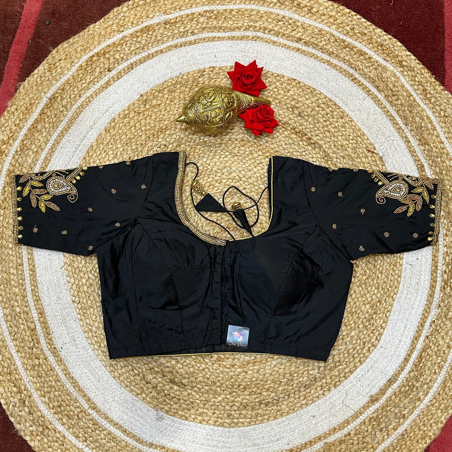 36” Small size Aari Worked Sari Blouse Indian Saree Black B297