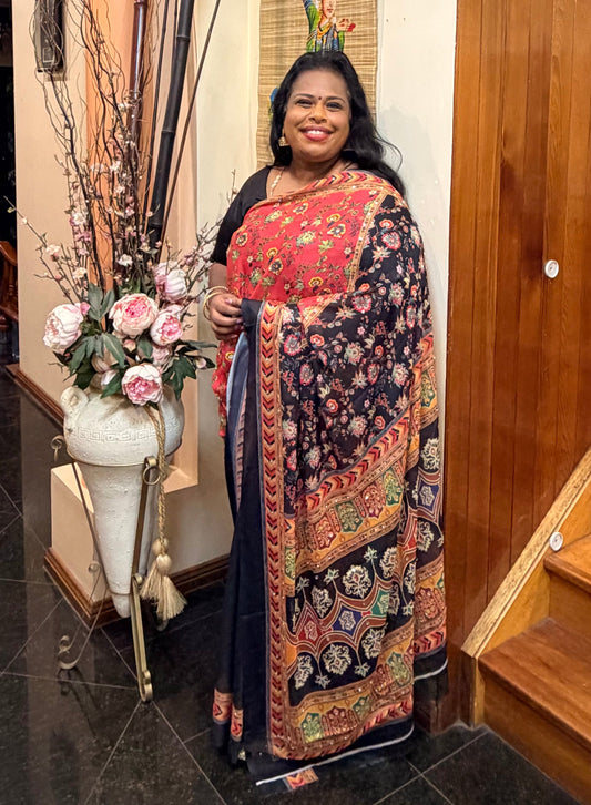 Black Multi Mirror Worked Masakali Sari Indian Fancy Saree C3