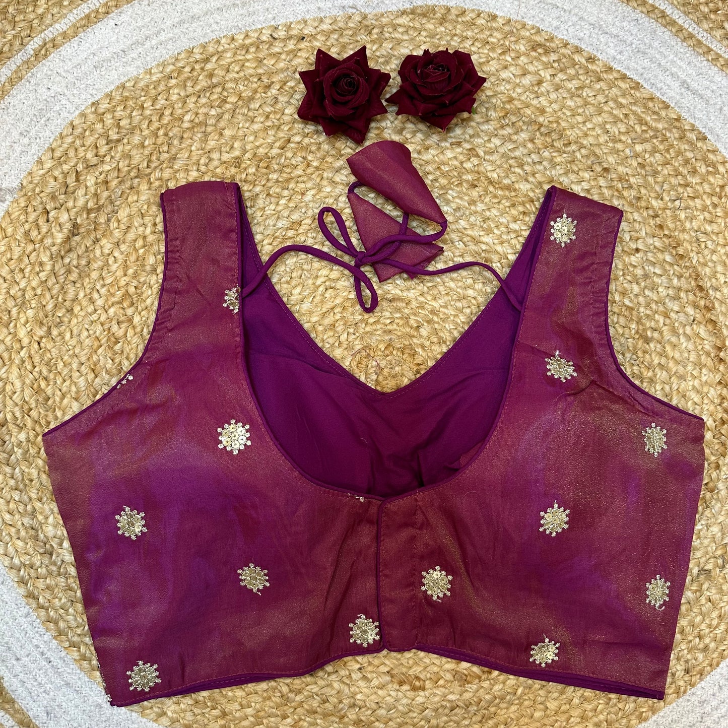 38” Medium Sari Blouse Indian Saree Top Worked Choli B423