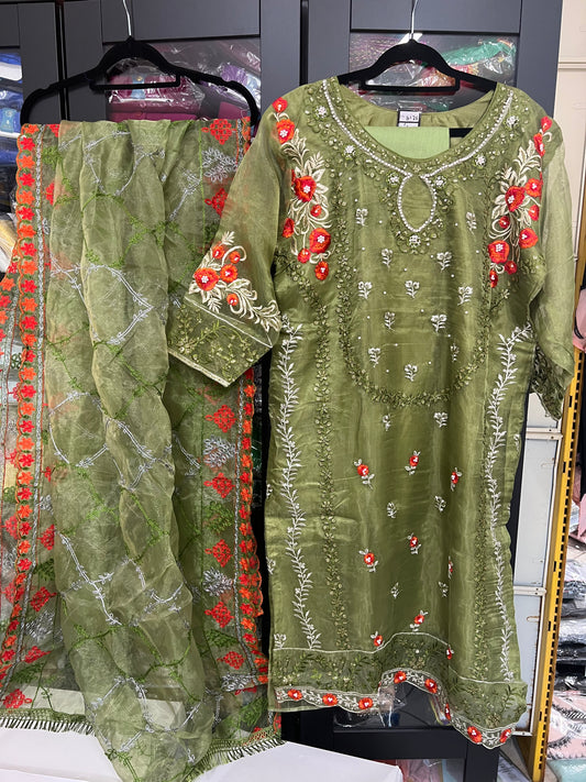 44” 2XL Indian Ladies Outfit Green Salwar Kameez Suit SS1