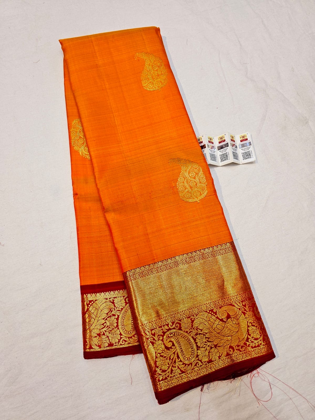 Kanchipuram Pure Silk Saree Yellow & Red Kanjivaram Sari SPK231