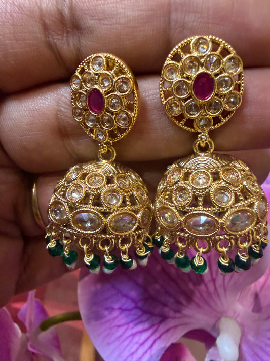 Multi Jumka Jhumka Indian Brass Earrings Jimikki Kammal Indian Jewellery E25