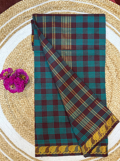 Sungudi Cotton Sari checked Indian Saree S64