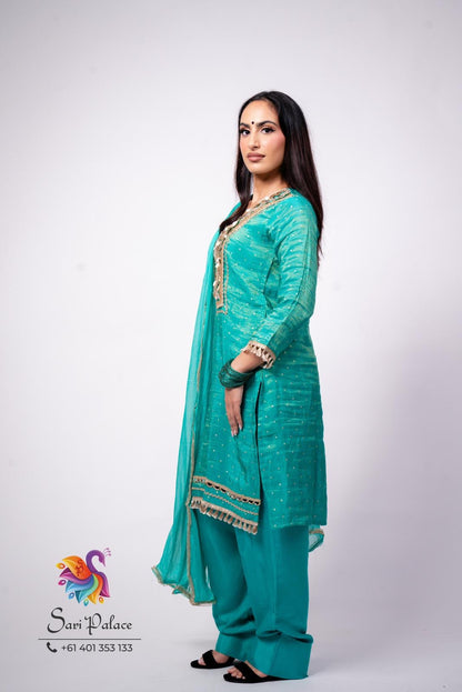 Aqua Indian Pakistani Outfit Salwar Kameez Suit EID C4