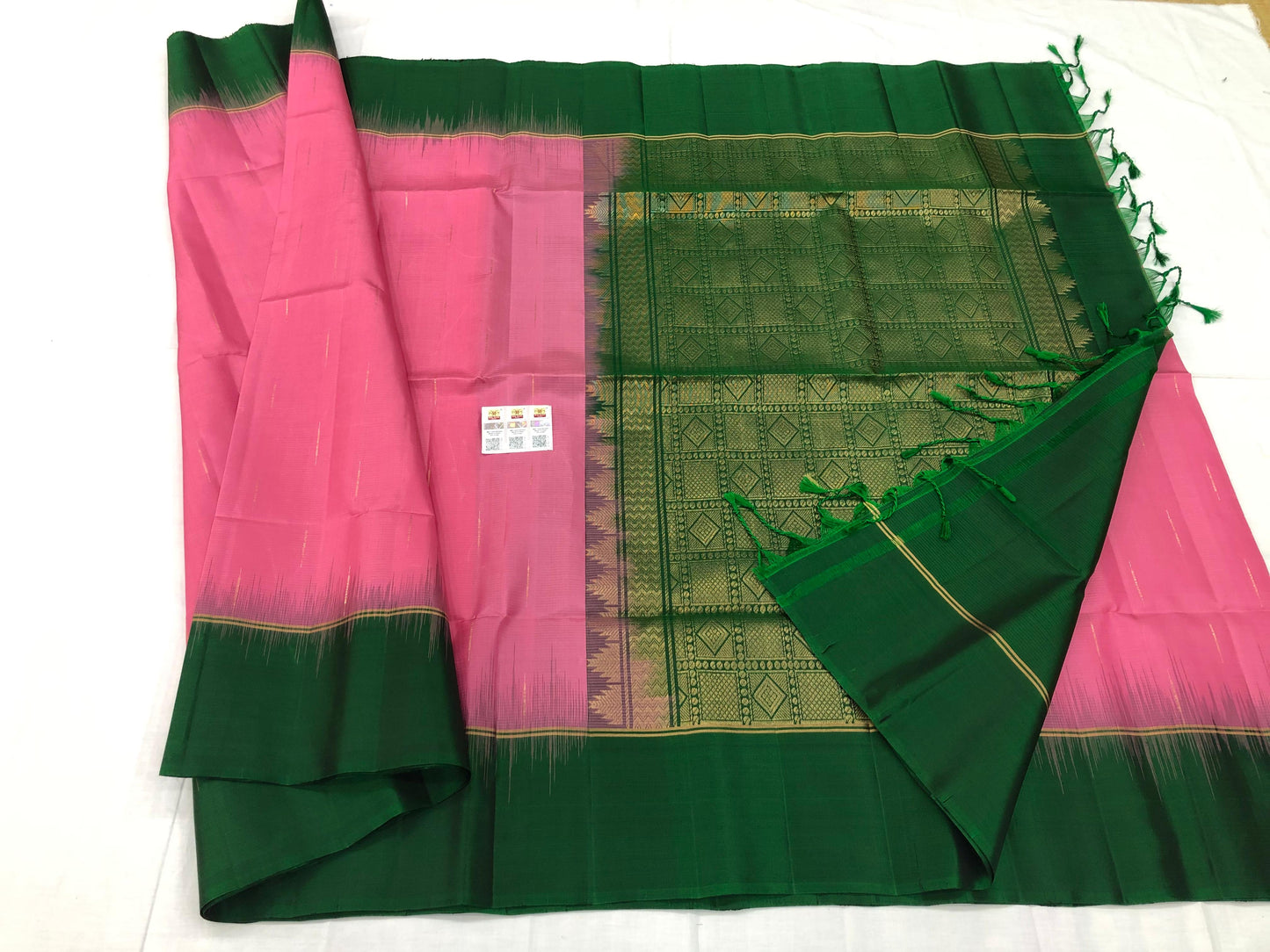 Kanchipuram Pattu Soft Silk Saree Pure Silk Bridal Sari Pink | SS8