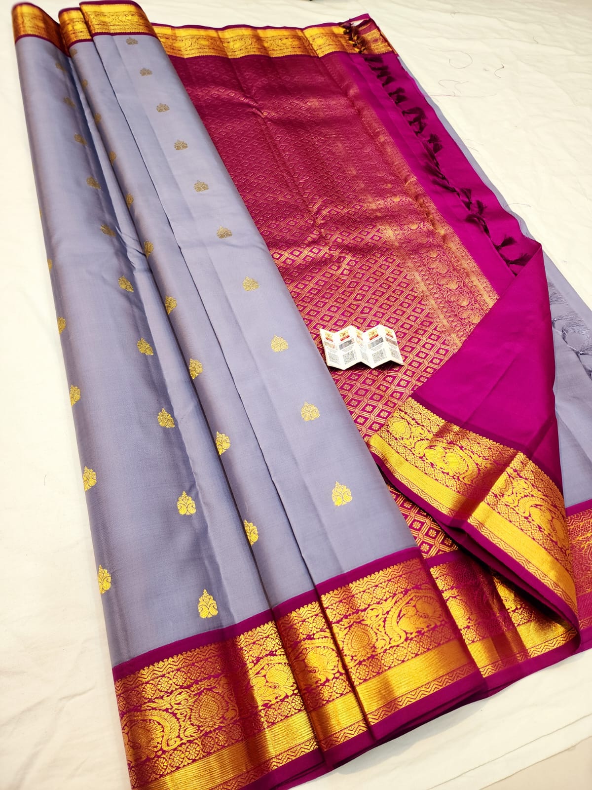 1g Gold Korvai Kanchipuram Pure Silk Saree Handloom Kanjivaram Sari| SPK157