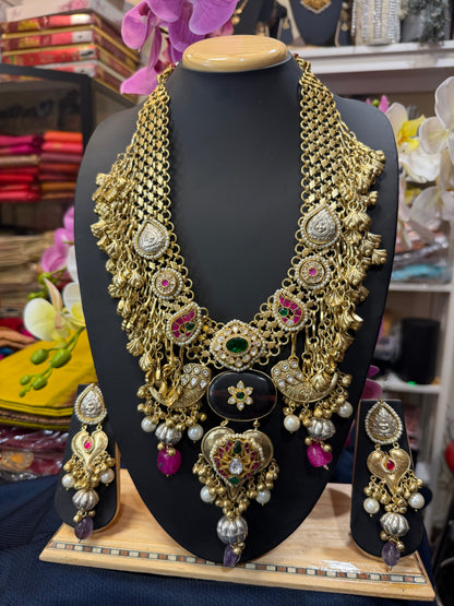 Handmade Brass Necklace with Silver polish Indian Tribal Multi Jewellery N96