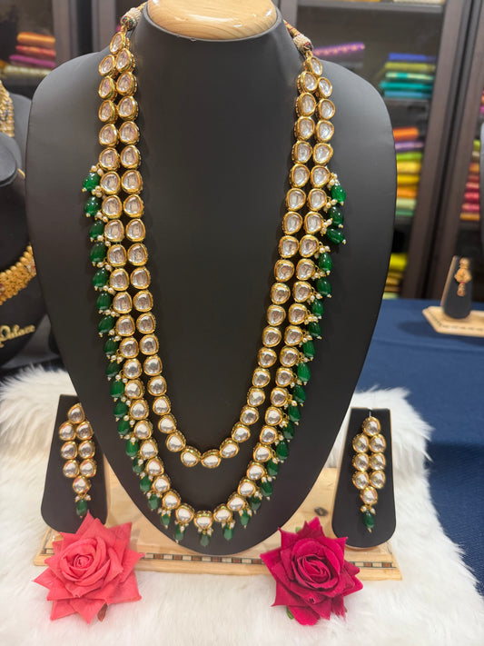 Kundan style Indian Jewellery Necklace set Green N12