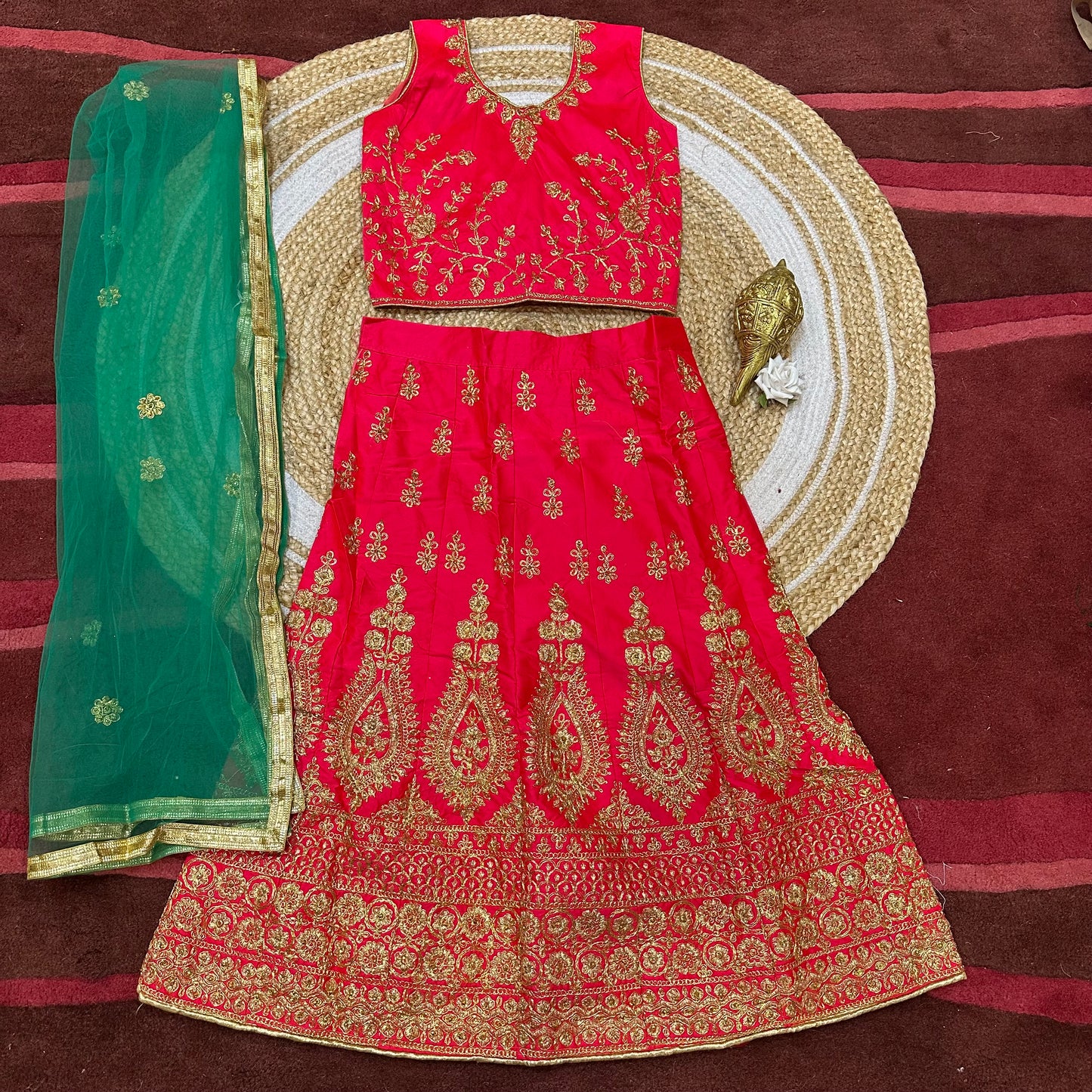 32” Size 8 to 9 Indian Lehenga Yellow Pavadai Sattai Skirt Top G70 Col 2