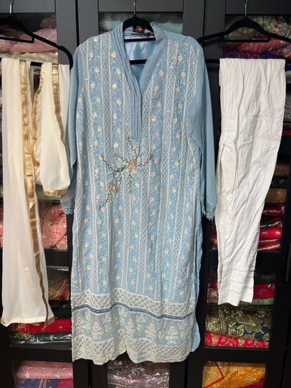 44” 2XL size 14 Indian Ladies Outfit Blue Salwar Kameez Suit SS23