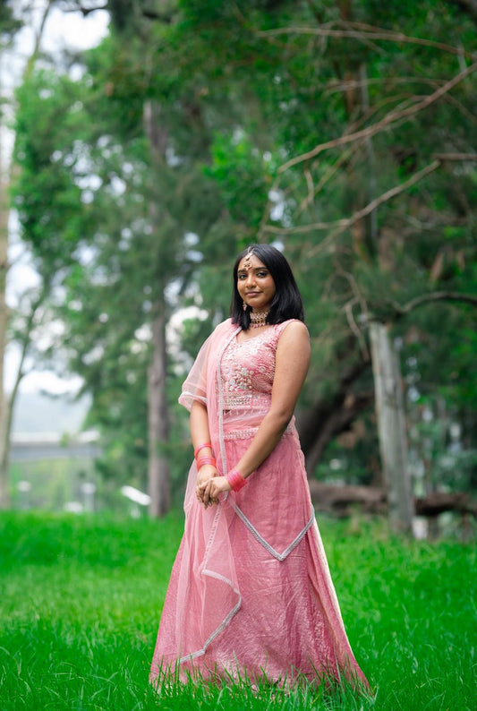 Medium 38” Indian Lehenga Onion Pink Lehnga L6