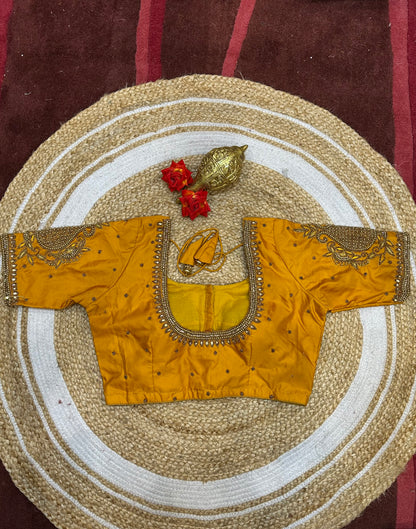 36” Small size Aari Worked Sari Blouse Indian Saree Rusty Orange B203