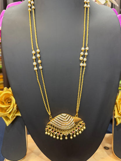 Impon Indian Necklace Pink Sanku Conch Pathakkam Haram N20